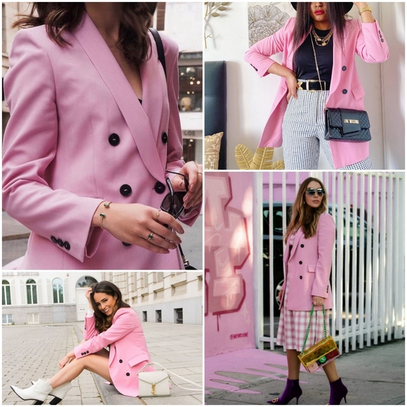 zara pink double breasted blazer